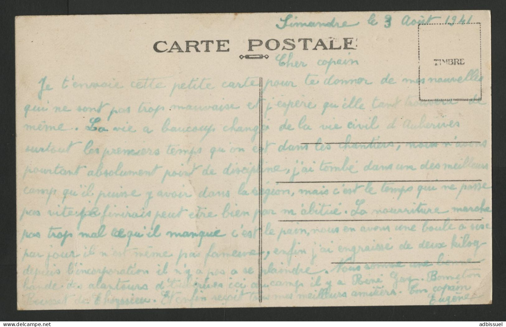 Simandre Sur Suran La Gare Edition V.ve Thiot Carte écrite En 1941. - Non Classés