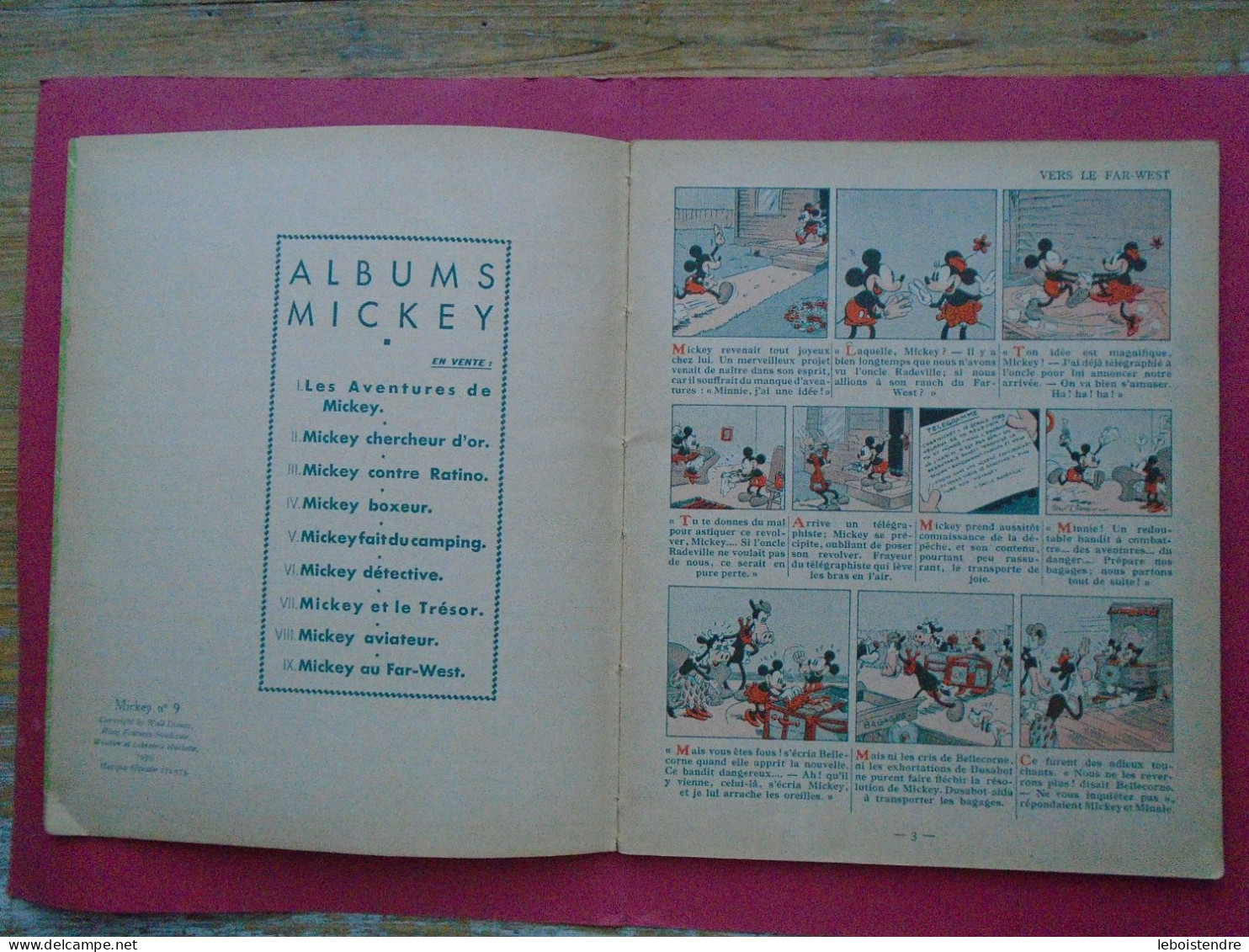 MICKEY AU FAR WEST HACHETTE 1935 = EDITION ORIGINALE EO TRES BON ETAT TRES FRAIS ! ILLUSTRATIONS WALT DISNEY MICKEY N 9 - Disney