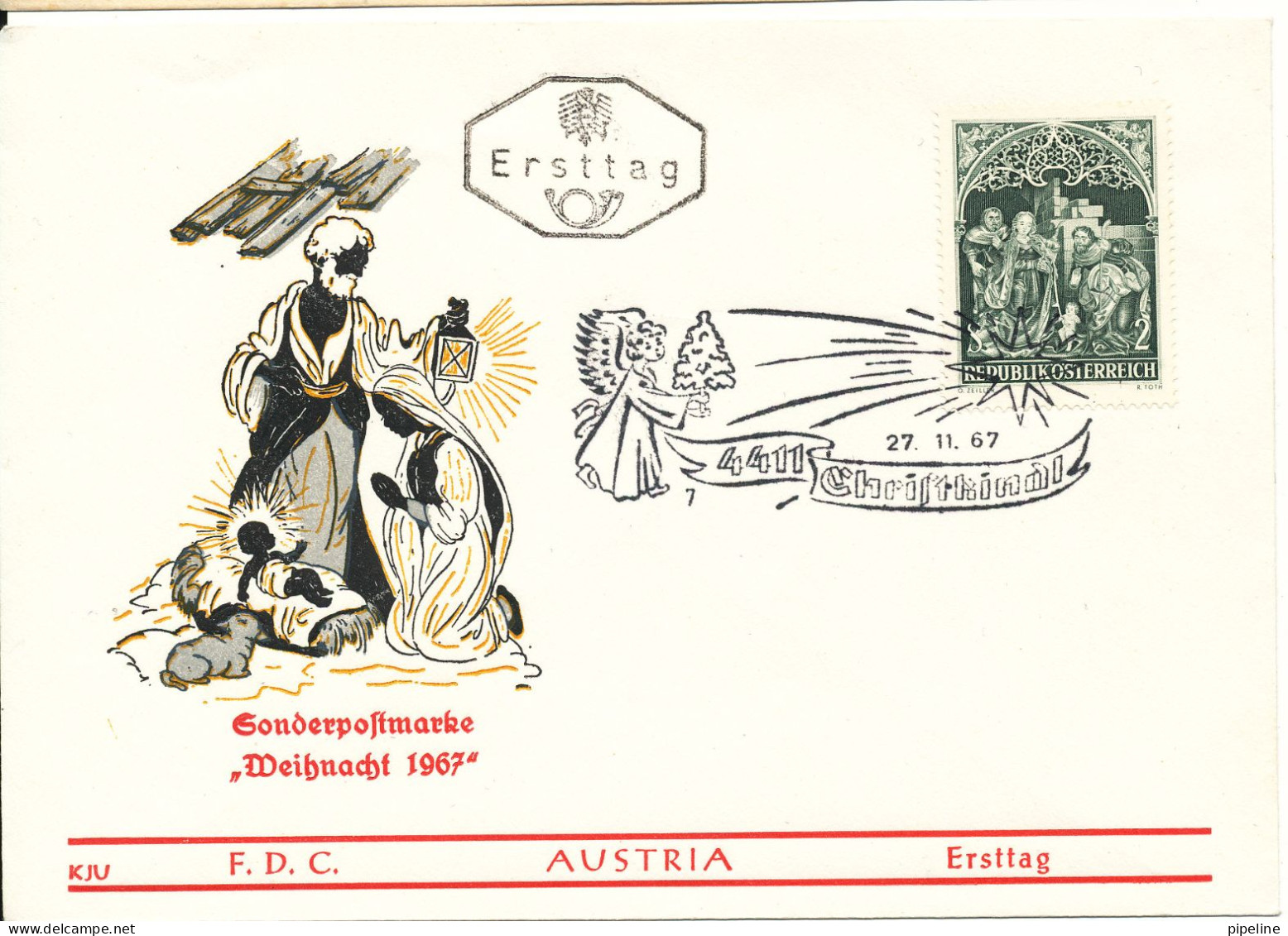 Austria FDC Cover Christkindl 27-11-1967 - Covers & Documents