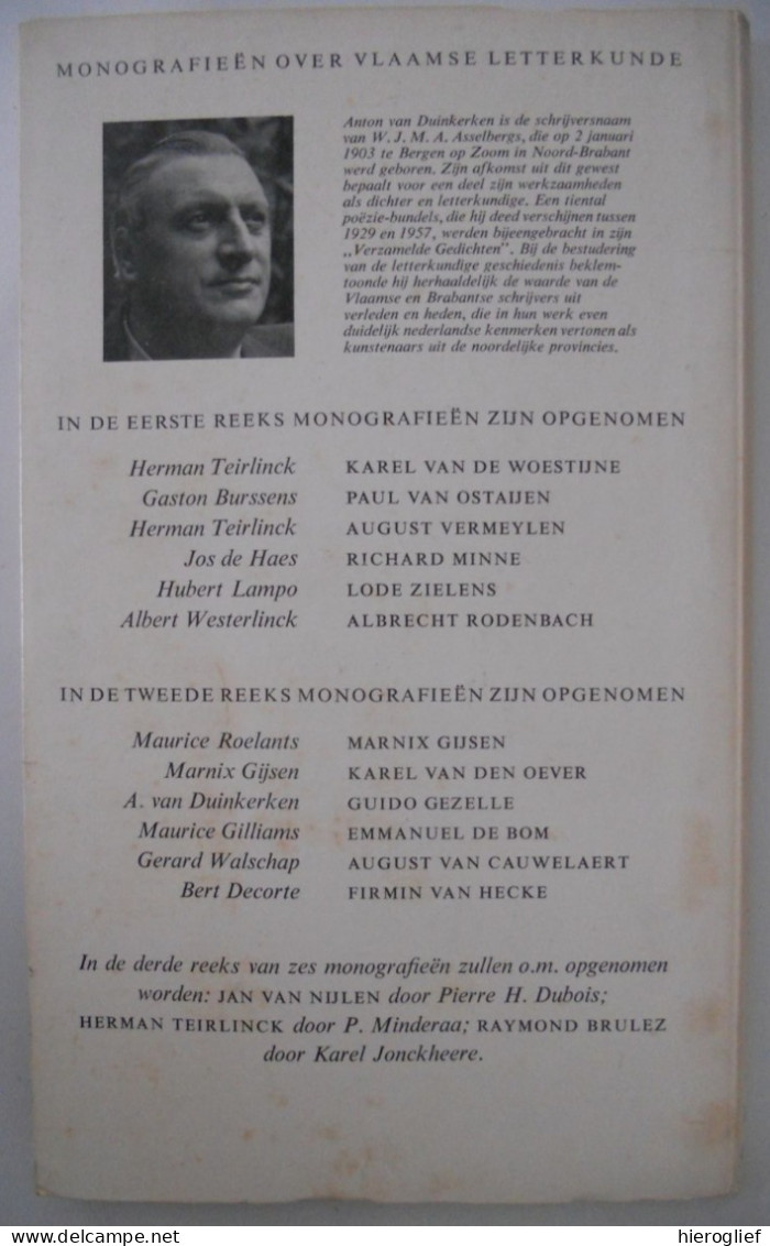 GUIDO GEZELLE monografie door Anton van Duinkerken Brugge Roeselare Kortrijk / Willem Asselbergs ° Bergen op Zoom