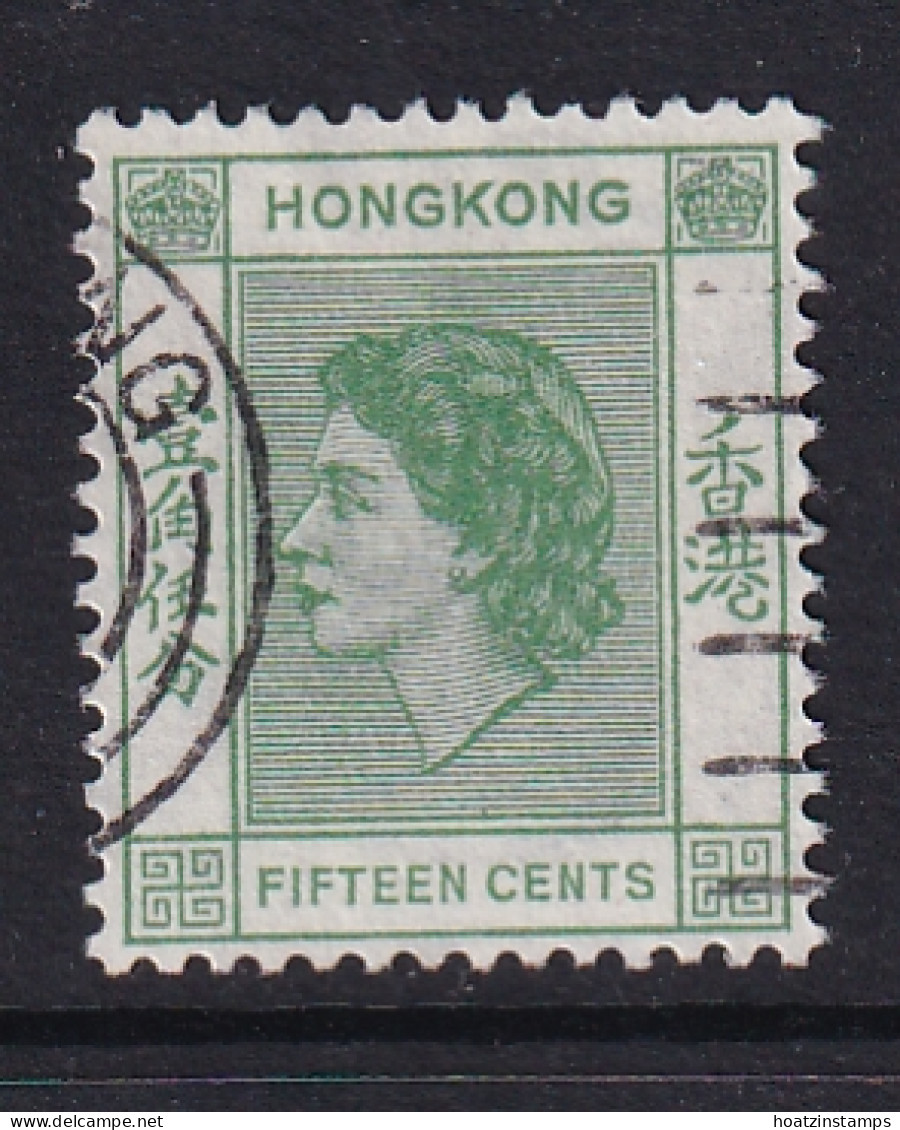 Hong Kong: 1954/62   QE II     SG180     15c   Green   Used - Oblitérés