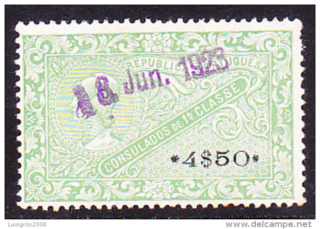 Fiscal/ Revenue, Portugal, 1923 - Consulados 1ª Classe -|- 4$50 Novo Sem Goma - Usado