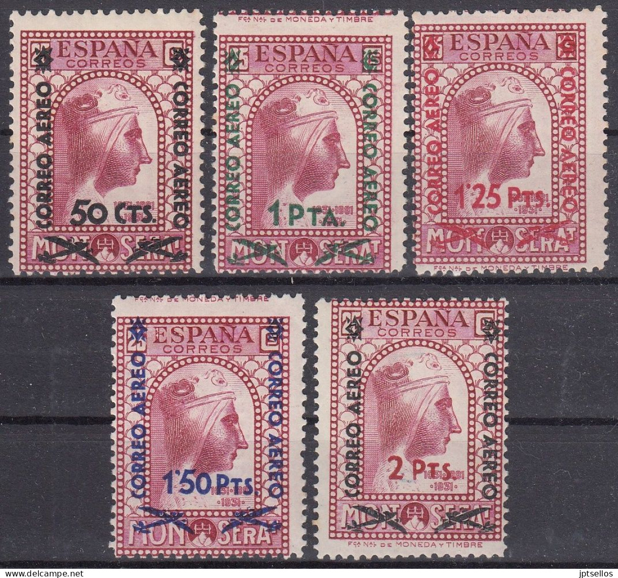 ESPAÑA 1938 Nº 782/786 NUEVO, SIN FIJASELLOS (EL SELLO Nº 785 CON DOBLEZ INAPRECIABLE POR LA PARTE DELANTERA) - Unused Stamps