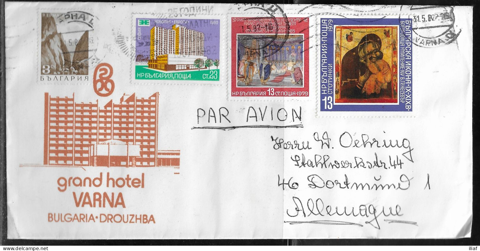 Bulgaria. 4 Stamps On Airmail Letter, Sent From Varna To Germany On 1.05.1982 - Storia Postale