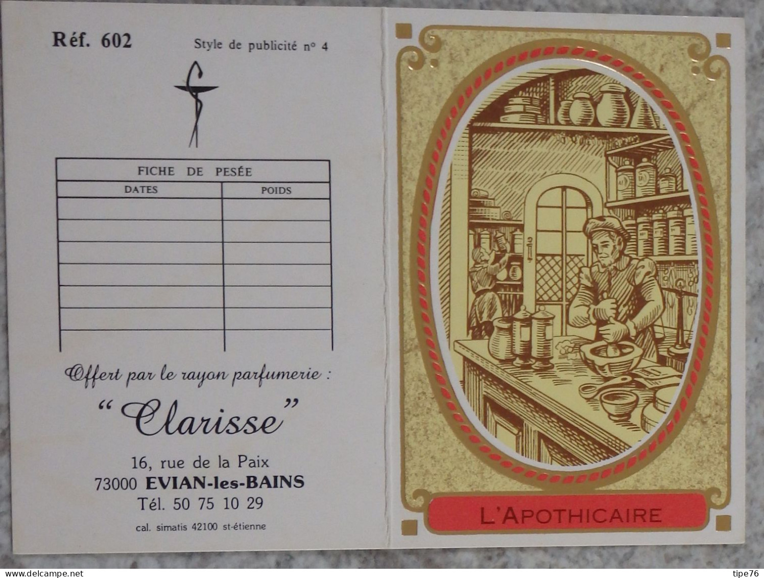 Petit Calendrier Poche 1989 Illustration Dessin Apothicaire Pharmacien - Evian Les Bains Savoie - Petit Format : 1981-90