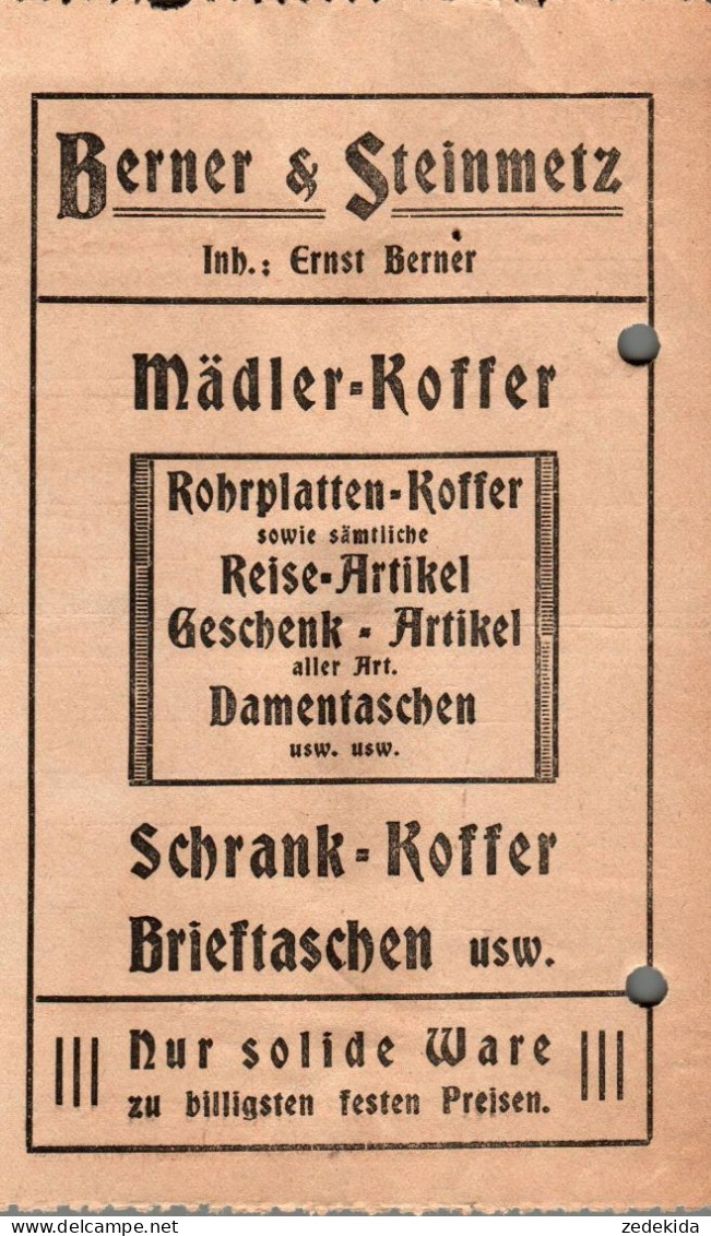 G9093 - Nürnberg Rechnung Quittung - Berner & Steinmetz Koffer Lederfabrik - Other & Unclassified