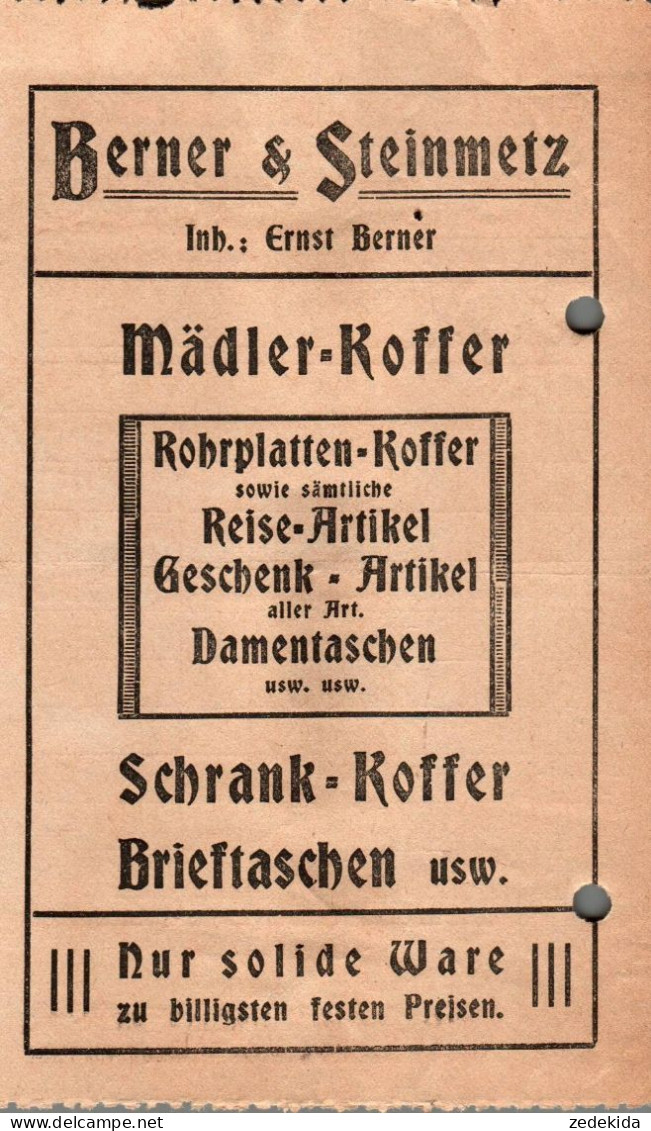 G9093 - Nürnberg Rechnung Quittung - Berner & Steinmetz Koffer Lederfabrik - Sonstige & Ohne Zuordnung