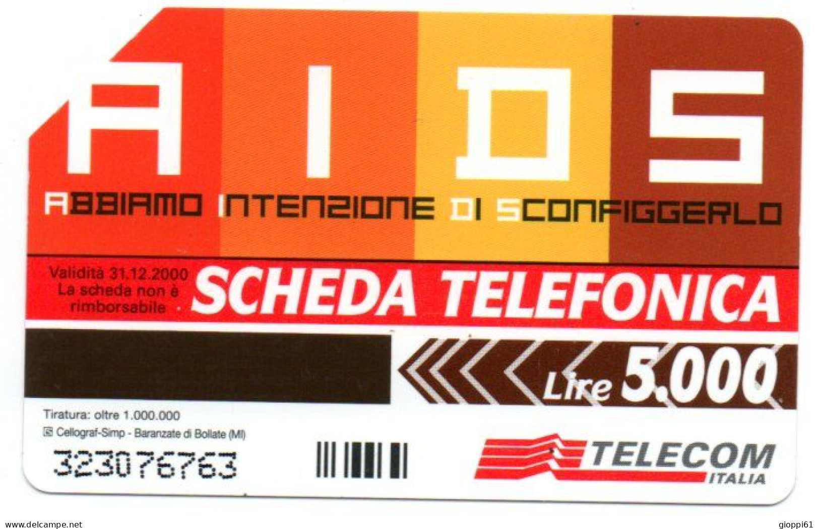 Scheda Telefonica Italia - AIDS (fronte E Retro) - Altri – Europa