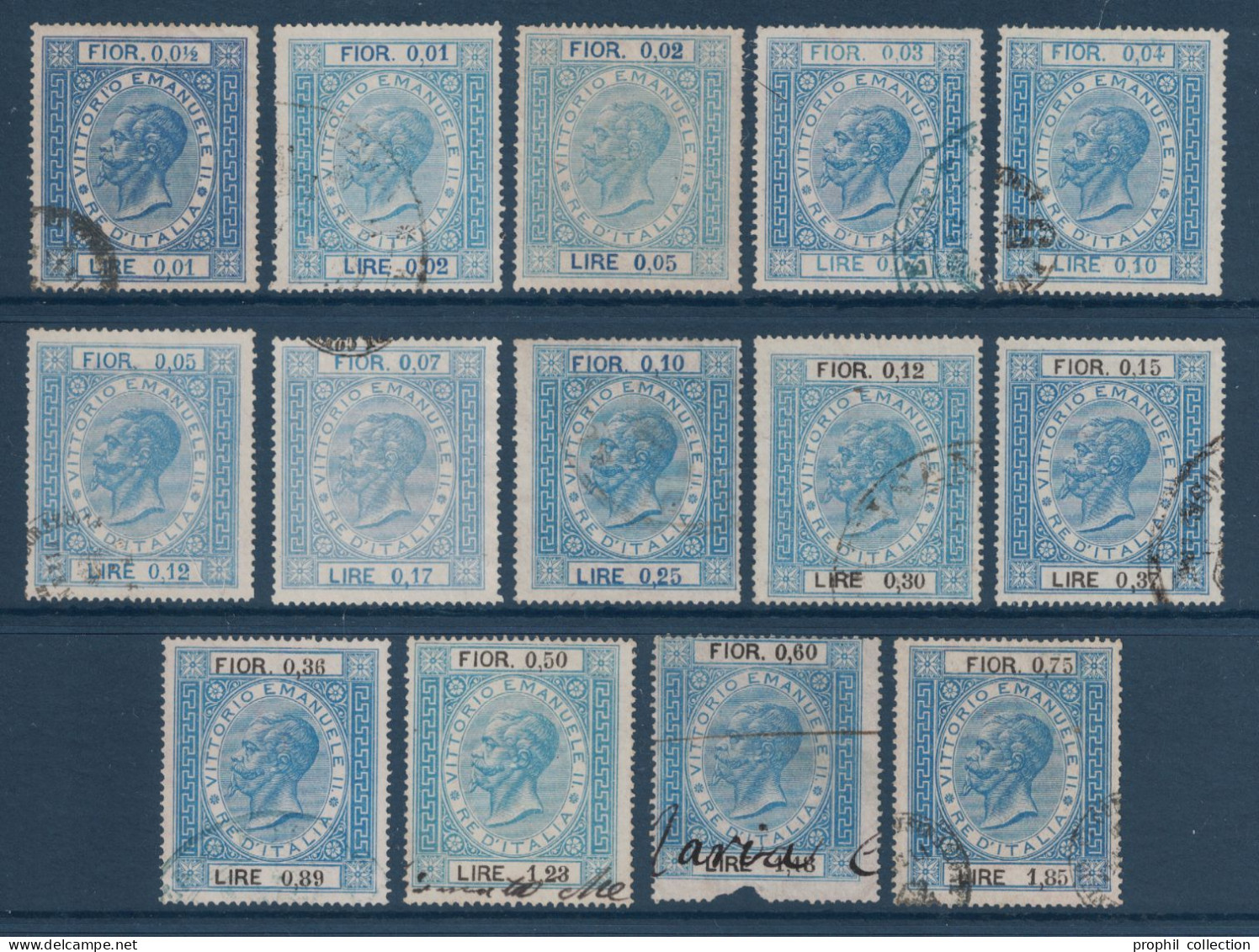 LOT De 14 TIMBRES FISCAUX DE TRANSACTION D'ITALIE FISCALI 1870 - Fiscali