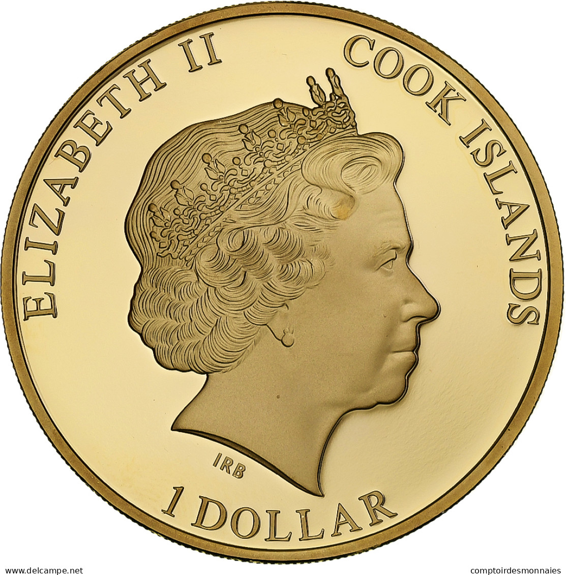 Îles Cook, Elizabeth II, Dollar, Pape Benoit XVI, 2013, BE, Brass Or - Cook