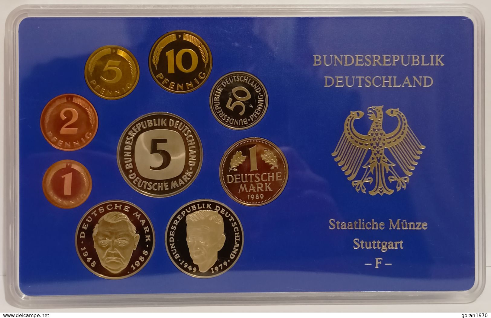 Germany Coin Set "F" 1989. Stuttgart, Proof Sets - Mint Sets & Proof Sets