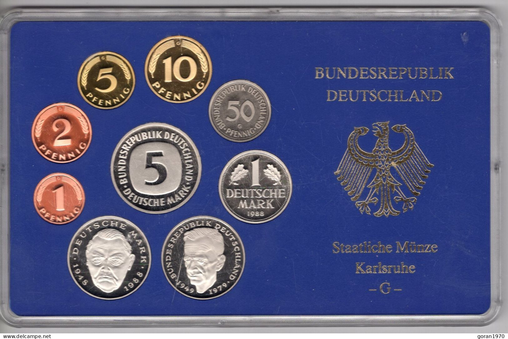 Germany Coin Set "G" 1988. Karlsruhe, Proof Sets - Mint Sets & Proof Sets