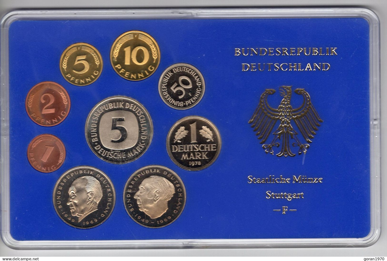 Germany Coin Set "F" 1978. Stuttgart, Proof Sets - Ongebruikte Sets & Proefsets