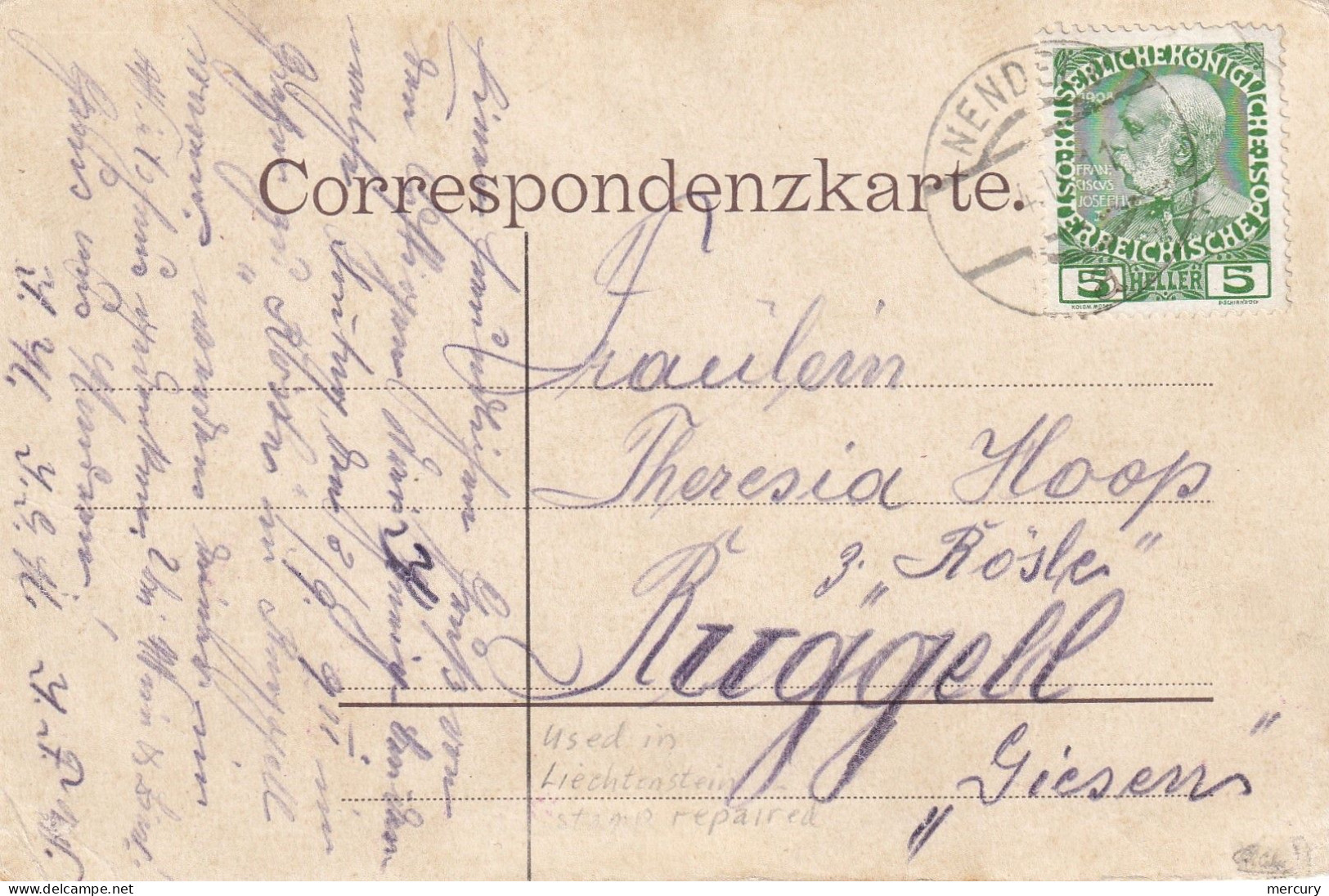 LIECHTENSTEIN - Précurseur: Carte Postale De NENDELN Du 4/9/1911 - ...-1912 Prefilatelia