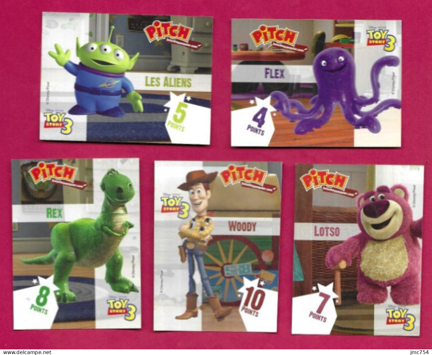 5 Cartes Collector Disney/Pixar.  Toy Story 3. - Disney