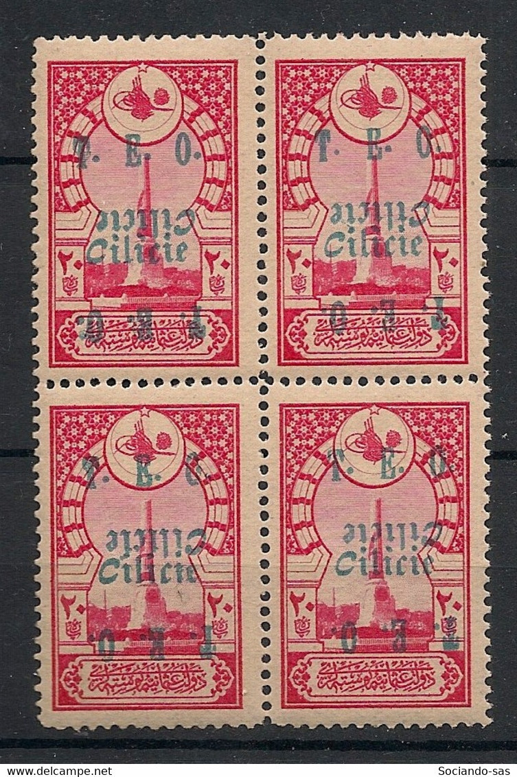 CILICIE - 1919 - N°YT. 68c - 20pa Rose - Bloc De 4 - VARIETE Double Surcharge Dt 1 Renversée - Neuf Luxe ** / MNH - Neufs