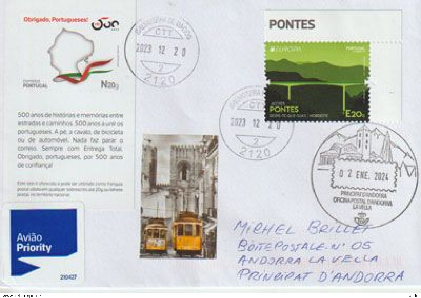 Viaduto Despe-te Que Suas.île De São Miguel,Archipel Des Açores., Letter 2023 With Illustrated Arrival Andorra Postmark - Storia Postale