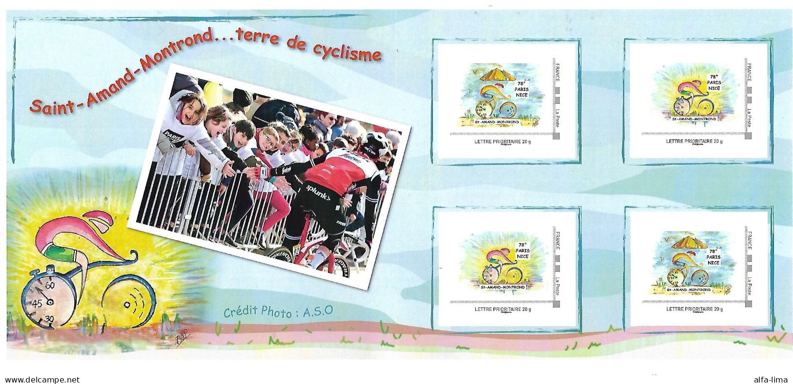 Collector De 4 Timbres Saint Amand Montrond Terre De Cyclisme Paris-Nice 2020 - Vélo
