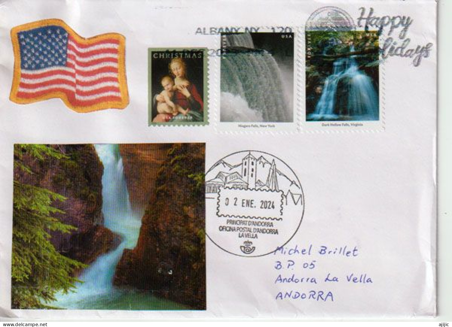 2023. Dark Hollow Falls (Shenandoah National Park) ,Virginia, Letter USA To Andorra (Principality) With Arrival Postmark - Cartas & Documentos