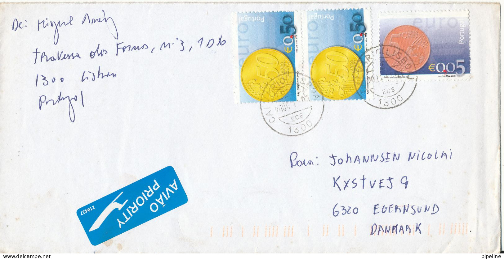 Portugal Cover Sent To Denmark 3-11-2004 Topic Stamps - Cartas & Documentos