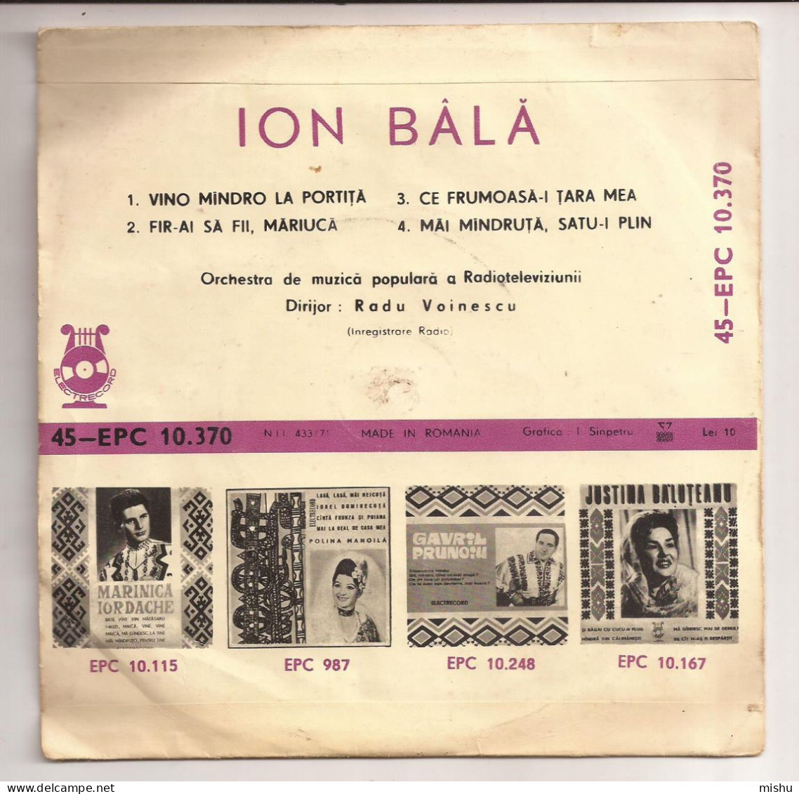 Romania - Vinyl - Ion Bala – Vino Mindra La Portita - Non Classés
