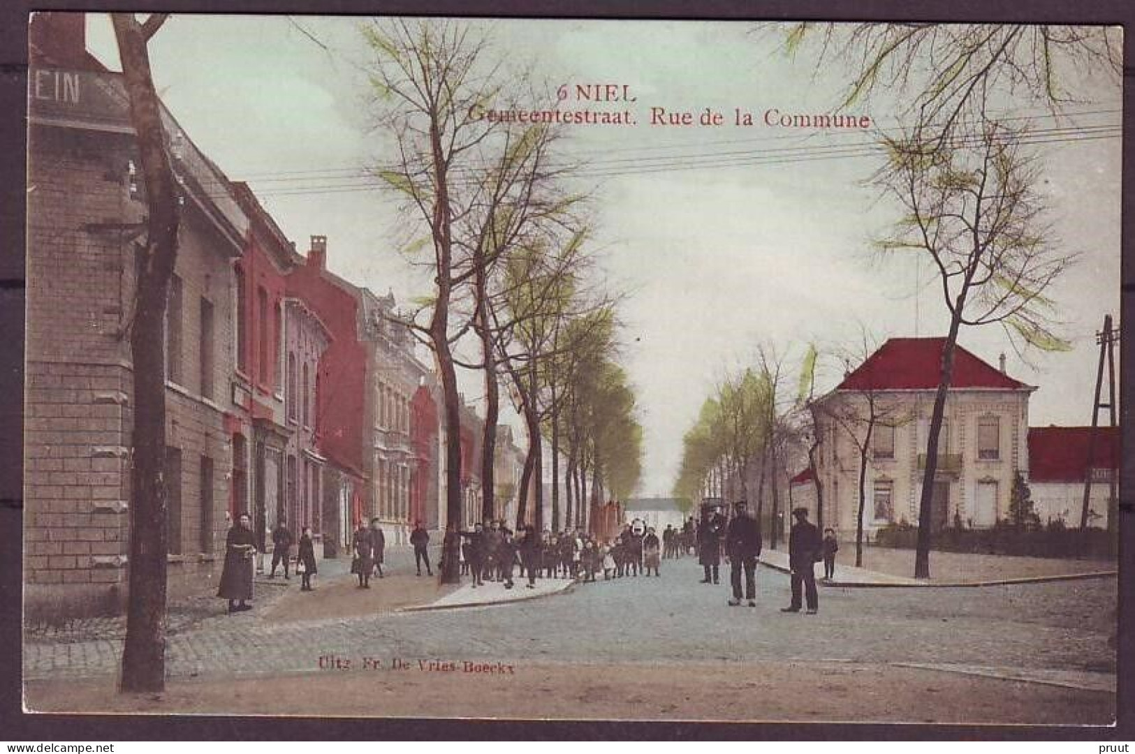 6 NIEL Gemeentestraat . Rue De La Commune Uitg. Fr. De Vries-Boeckx Phototypie M.MARCOVICI - Niel