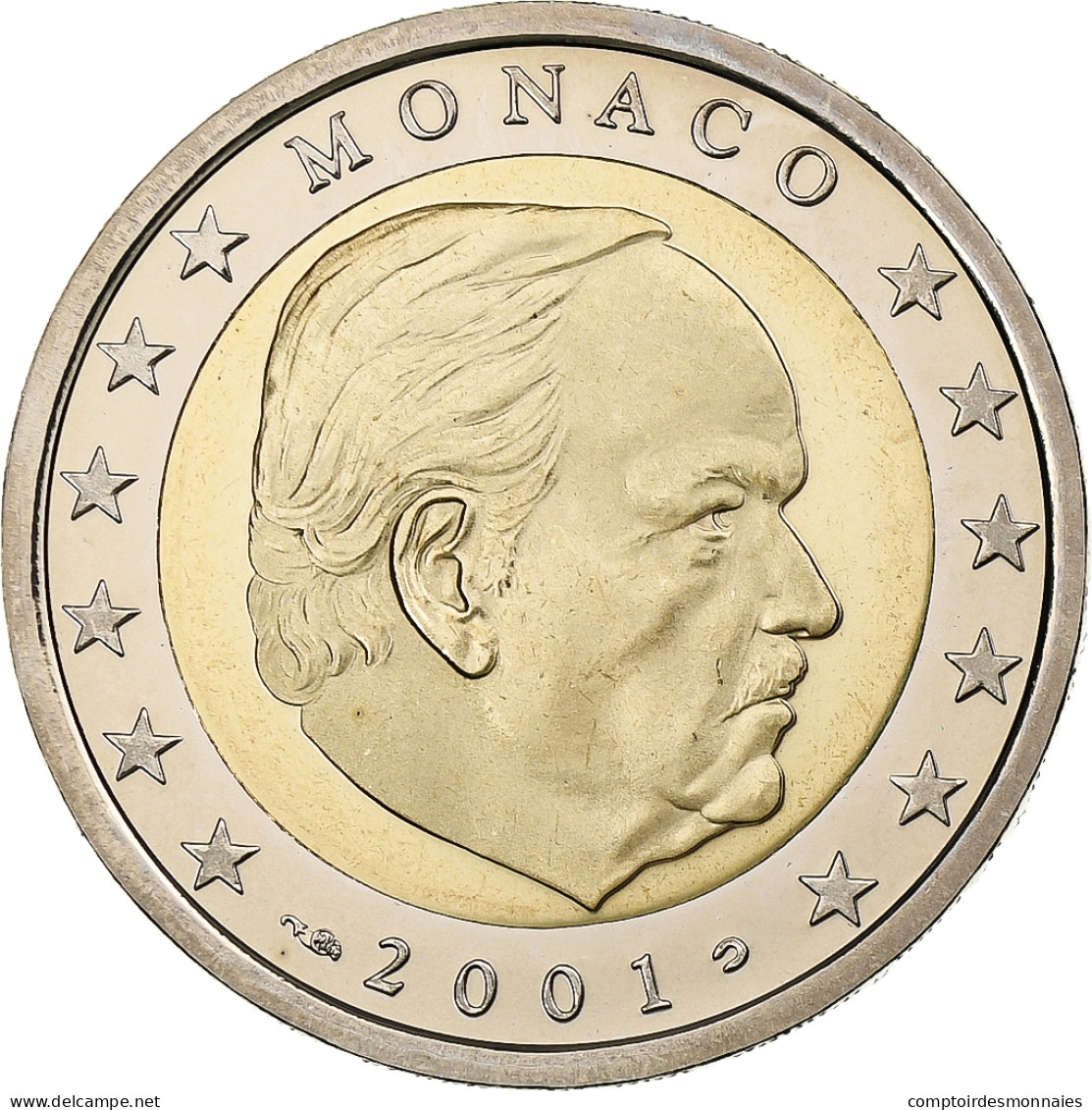 Monaco, Rainier III, 2 Euro, Proof / BE, 2001, Paris, Bimétallique, FDC - Monaco