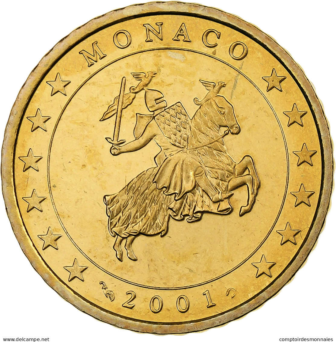 Monaco, Rainier III, 50 Euro Cent, Proof / BE, 2001, Paris, Laiton, FDC - Monaco