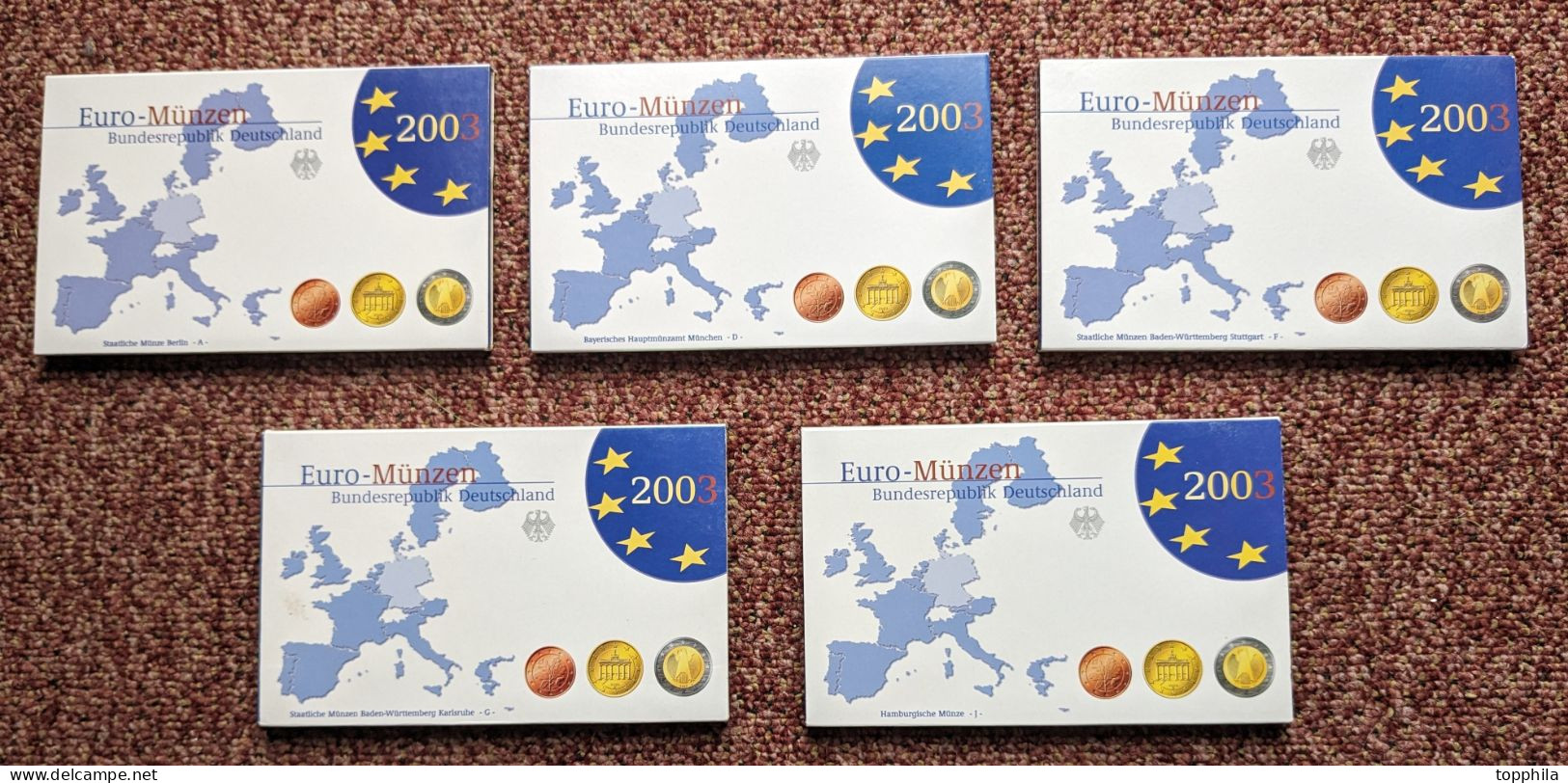 2003 DEUTSCHLAND BRD 5x KMS Kursmünzensatz Euro 2003 Münzen A D G F J - Sets De Acuñados &  Sets De Pruebas