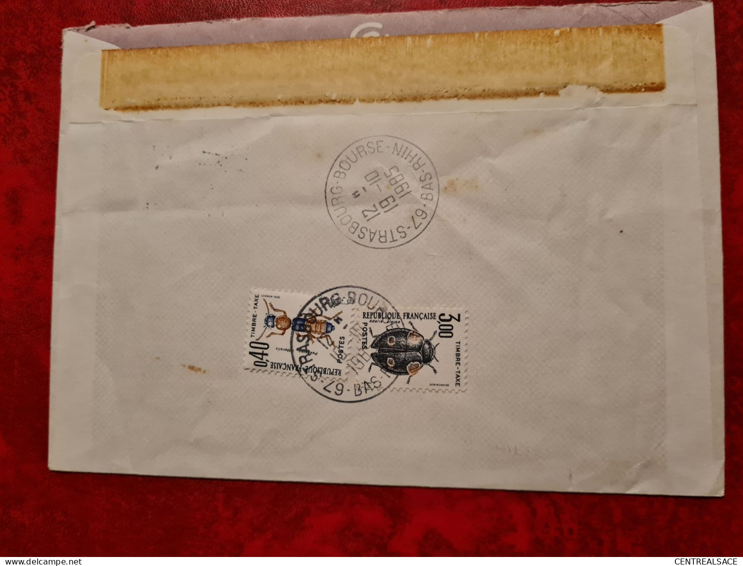 LETTRE 1985 STRASBOURG   CENTRE DE TRI   TIMBRES TAXE COLEOPTERES - Other & Unclassified