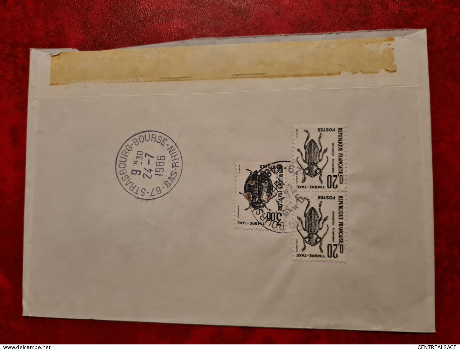 LETTRE 1986 BARR POUR  STRASBOURG    TIMBRES TAXE COLEOPTERES - Autres & Non Classés