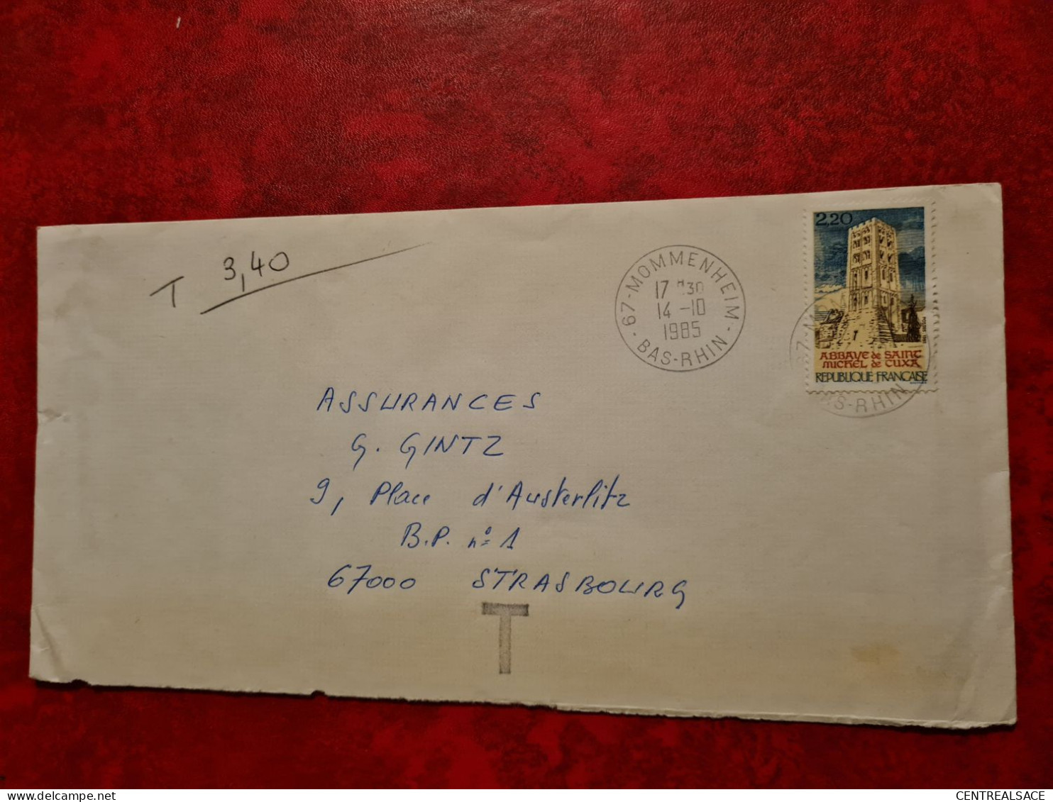 LETTRE 1985 MOMMENHEIM  POUR  STRASBOURG    TIMBRES TAXE COLEOPTERES - Autres & Non Classés