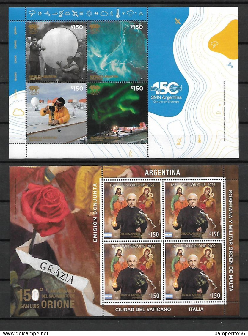 ARGENTINA - AÑO 2022 COMPLETO *MINT* Emisiones Completas Año 2022 Sellos, Hojas Souvenir, Minipliegos VER 6 SCANS - Años Completos