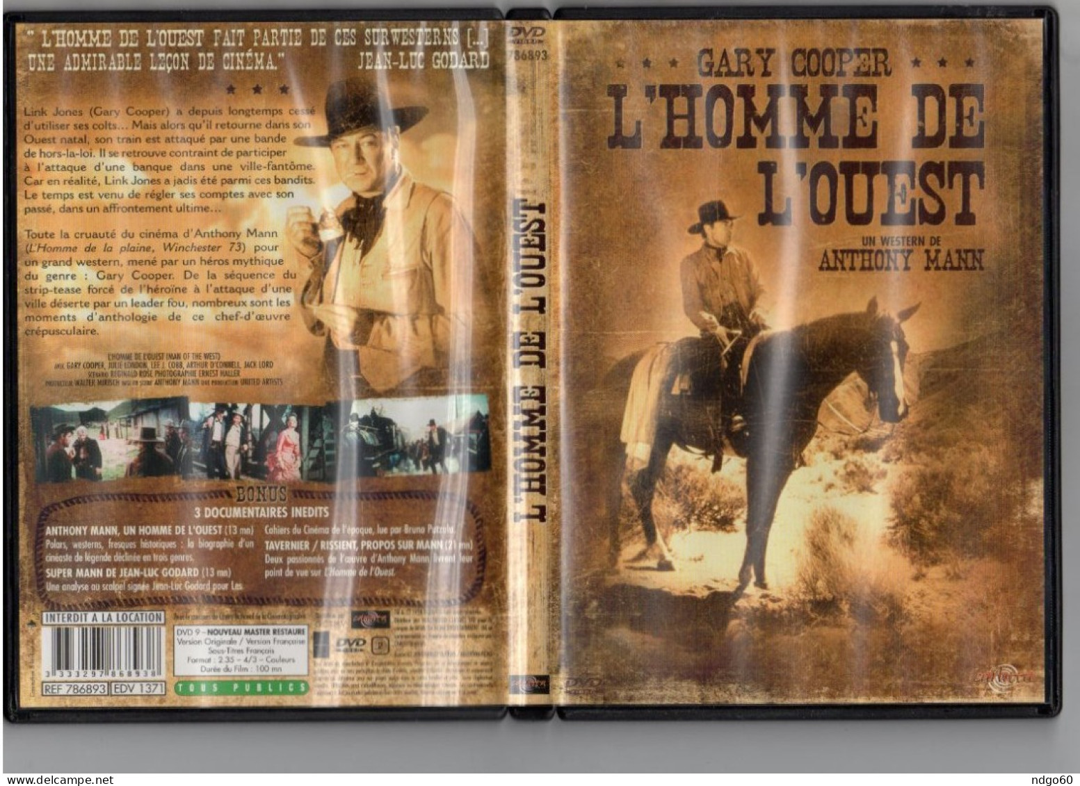 DVD Western - L' Homme De L ' Ouest ( 1958 ) Avec Gary Cooper - Western / Cowboy