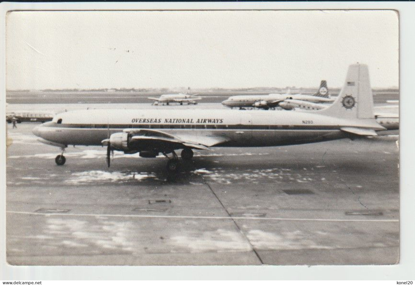 Vintage Photo ONA Overseas National Airways Douglas Dc-7 Aircraft @ Schiphol Airport - 1919-1938: Entre Guerres