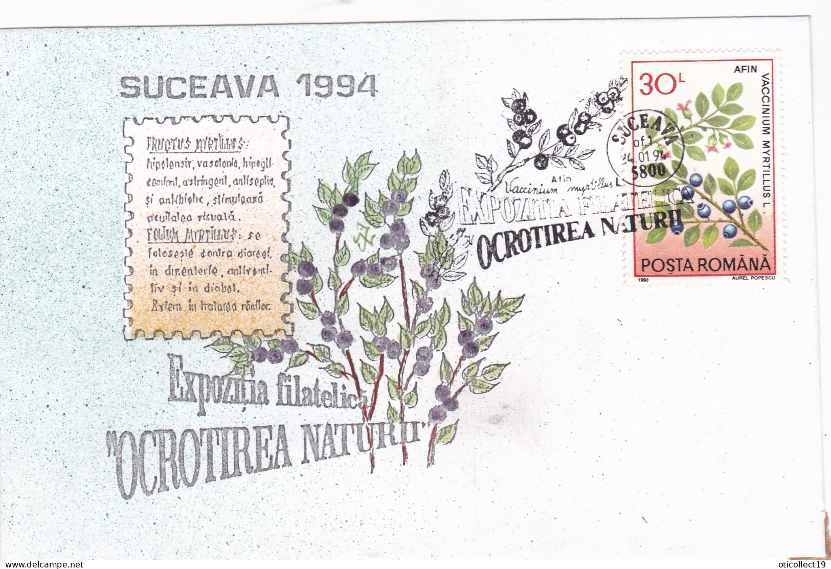MEDICINAL PLANTS COVERS 1994 ROUMANIE FLOWERS-PHILATELIC EXHIBITION 'NATURE PROTECTION SUCEAVA - Plantes Médicinales