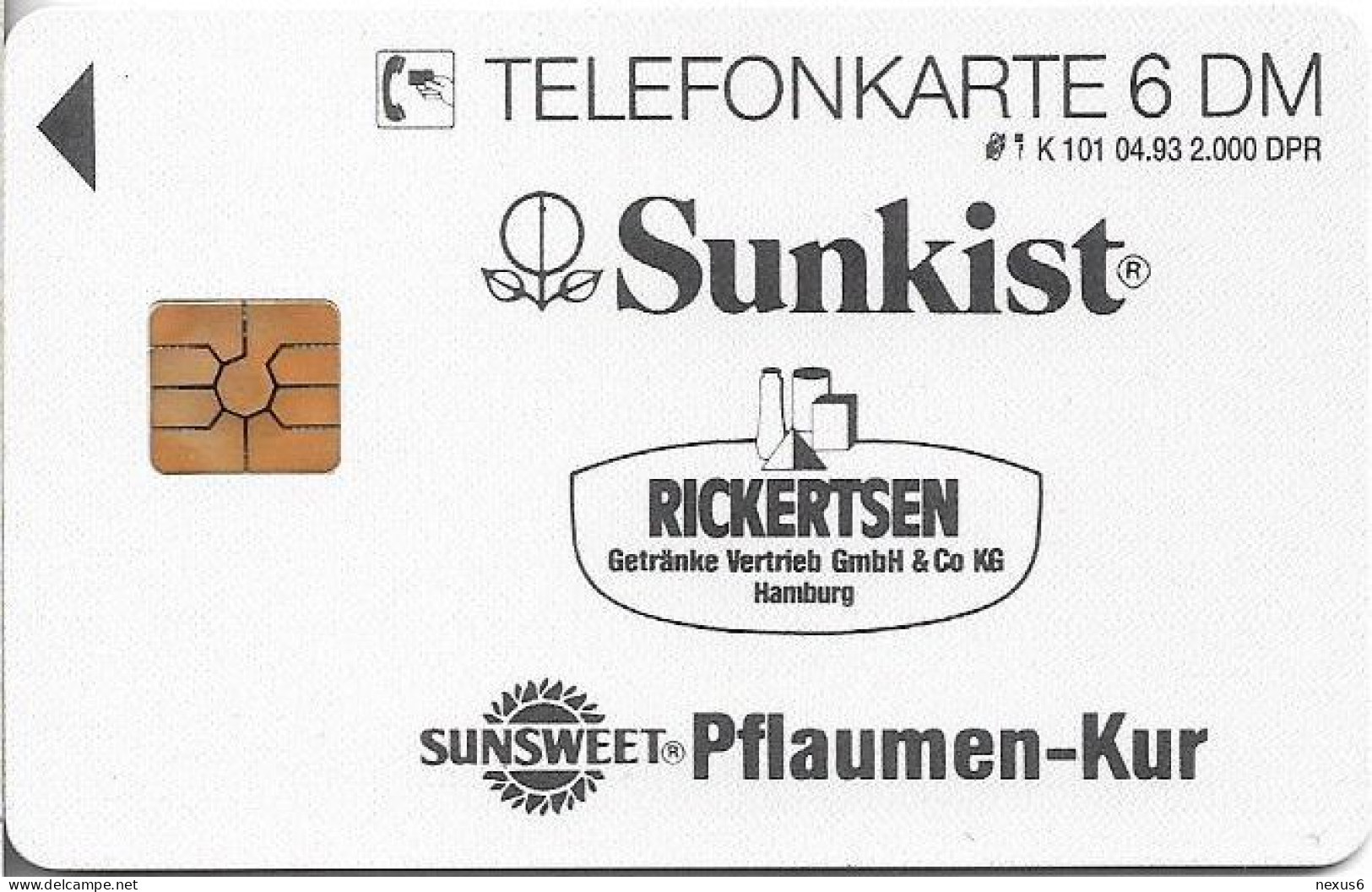 Germany - Tom Cat, Rickertsen Getränke Vertriebs GmbH & Co. - K 0101 - 04.1993, 6DM, 2.000ex, Mint - K-Series: Kundenserie