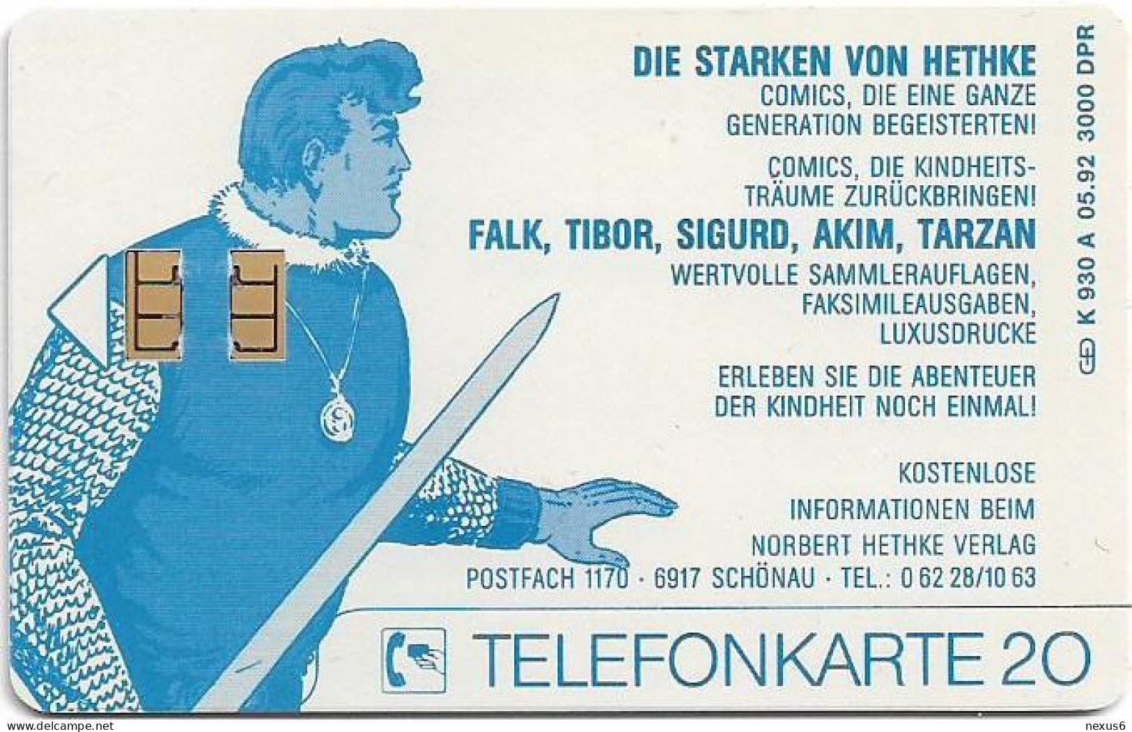 Germany - Norbert Hethke Verlag Nr.2A - Sigurd - K 0930A - 05.1992, 20U, 3.000ex, Mint - K-Reeksen : Reeks Klanten