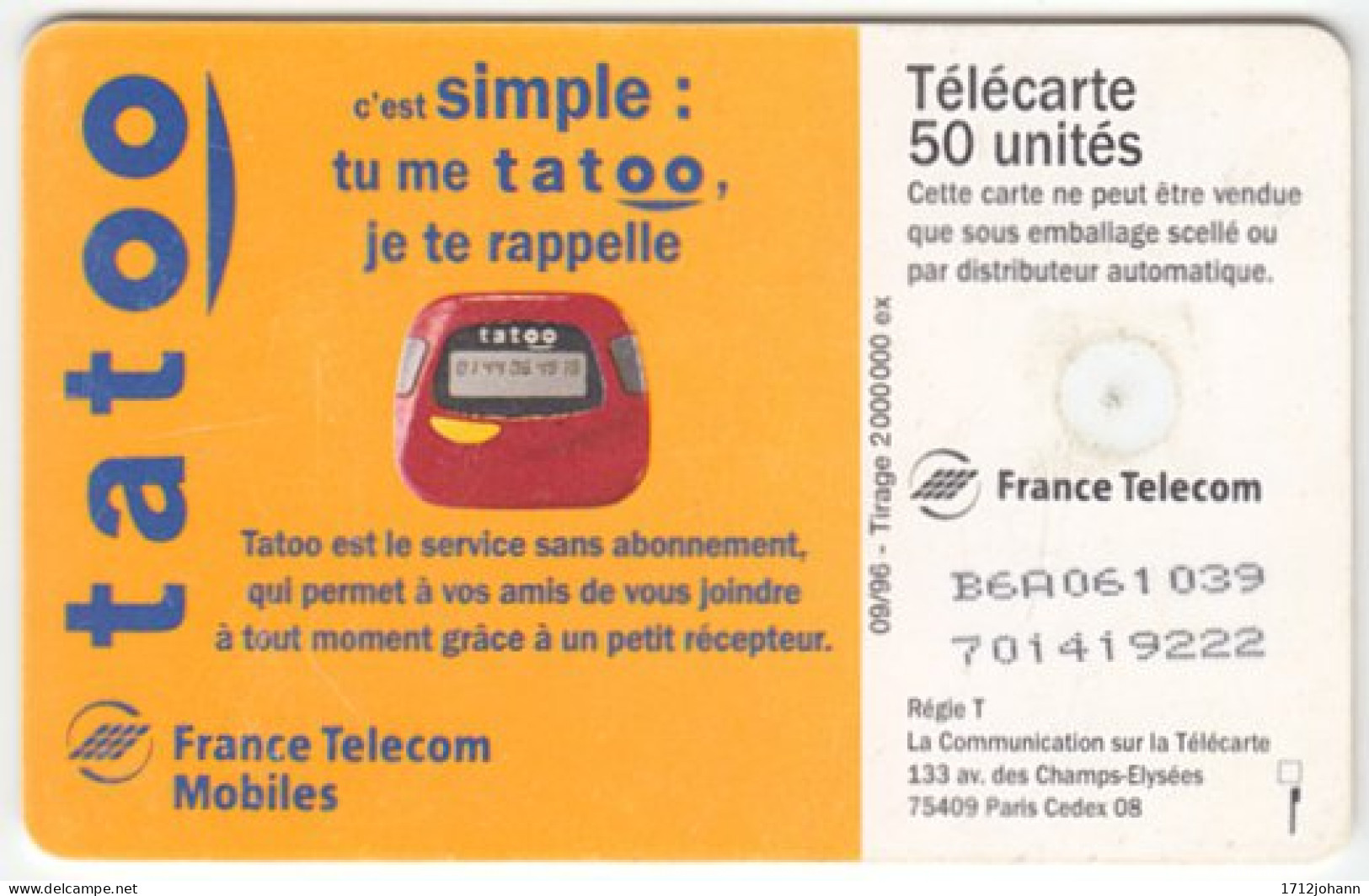 FRANCE B-374 Chip Telecom - Used - 1996