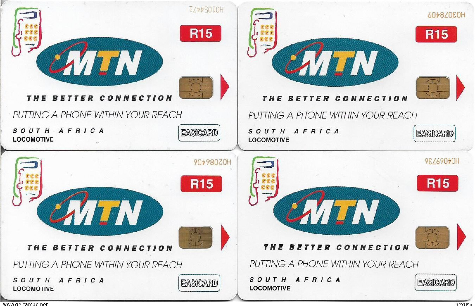 S. Africa - MTN - Classic Locomotives Complete Set Of 4 Cards, Chip SC8, 10.2002, 15R, Used - Afrique Du Sud