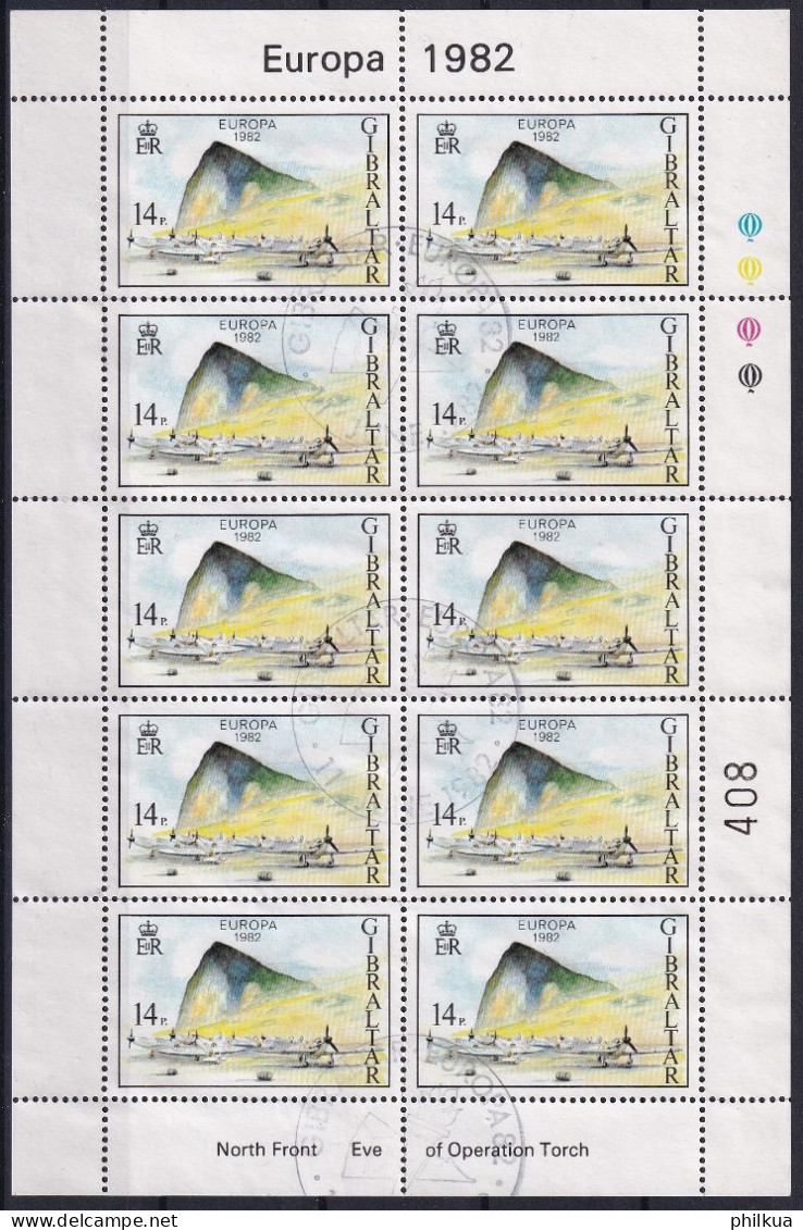 MiNr. 451 Gibraltar    1982, 11. Juni. Europa: Historische Ereignisse Kleinbogen Operation Torch (1943) - Gibraltar