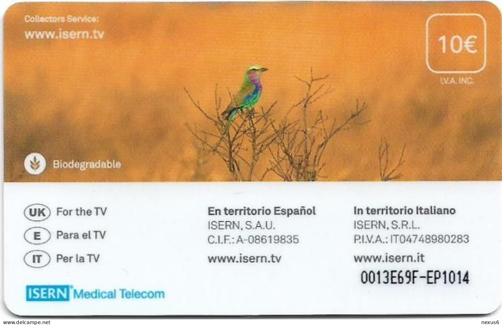 Spain - ISERN Medical - Aves #10 - Jilguero, 10€, 10.2014, 35.000ex, Used - Altri & Non Classificati