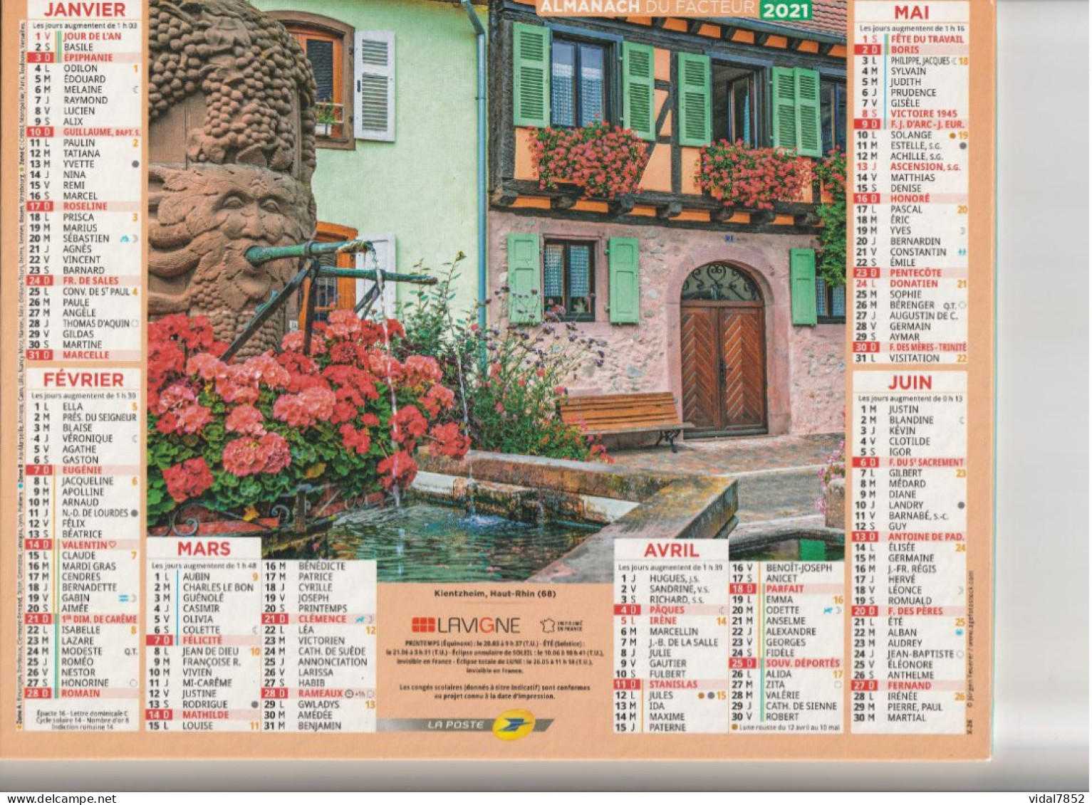 Calendrier-Almanach Des P.T.T 2021-Département AIN-01-LAVIGNE - Grossformat : 2001-...