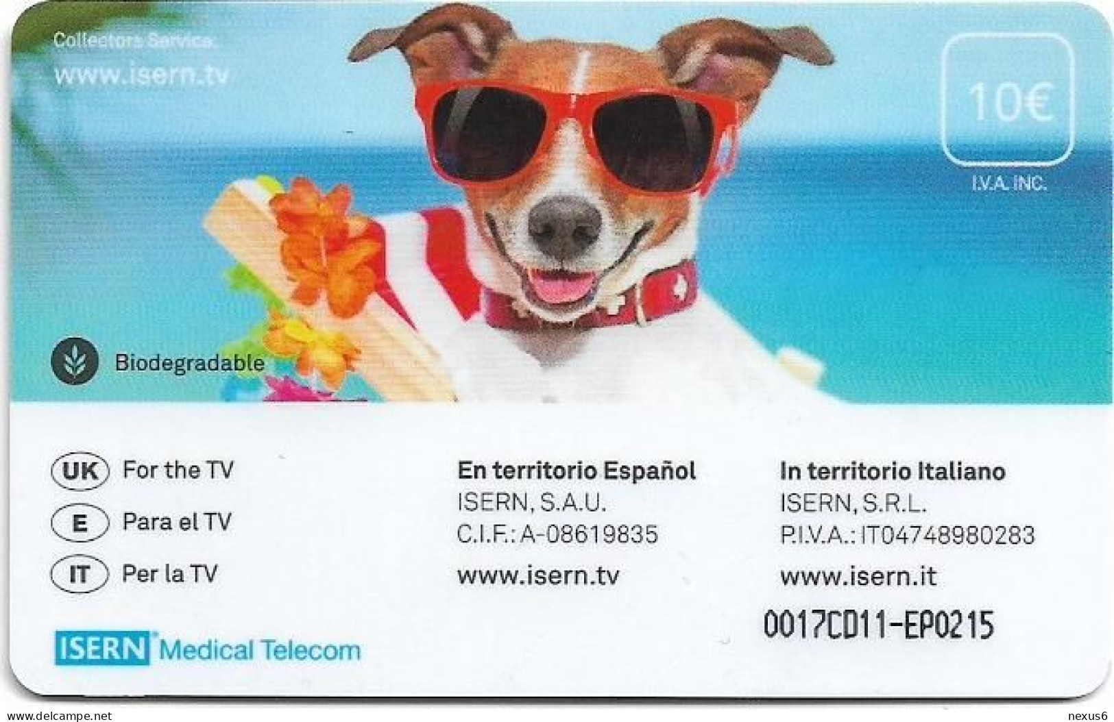 Spain - ISERN Medical - Fauna #20, Cool Dog, 10€, 02.2015, 32.000ex, Used - Autres & Non Classés