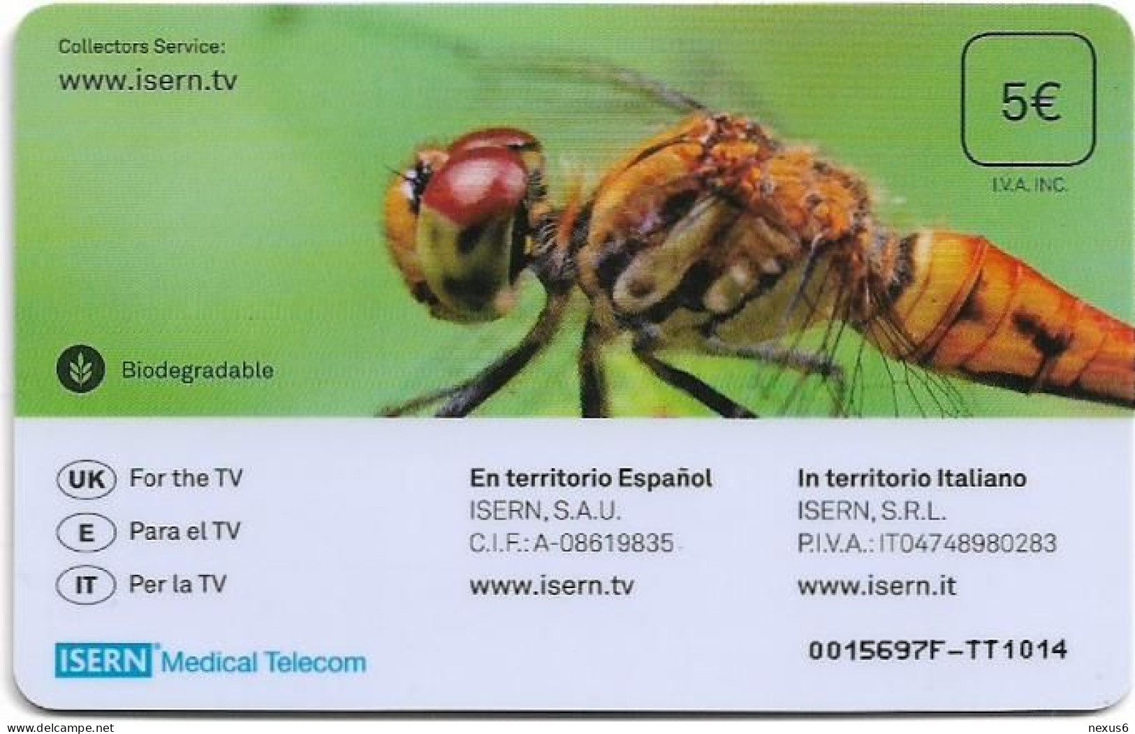 Spain - ISERN Medical - Insects #10, Libelula, 5€, 10.2014, 36.000ex, Used - Altri & Non Classificati