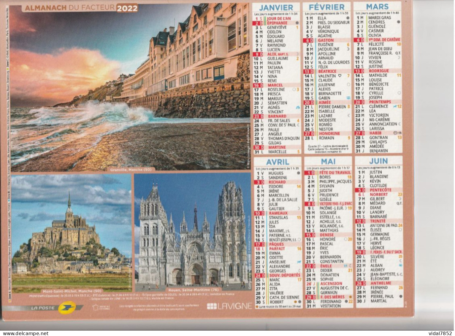 Calendrier-Almanach Des P.T.T 2022-Département AIN-01-LAVIGNE - Grossformat : 2001-...