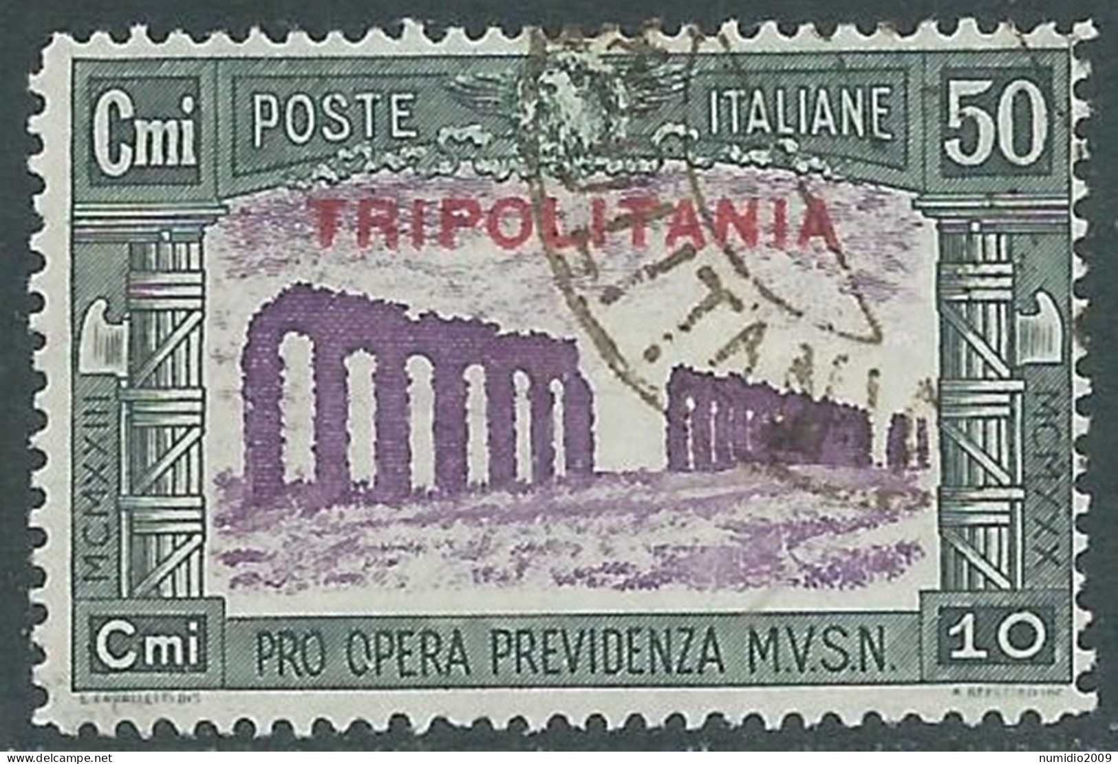 1930 TRIPOLITANIA USATO MILIZIA 50 CENT - RA8-5 - Tripolitania