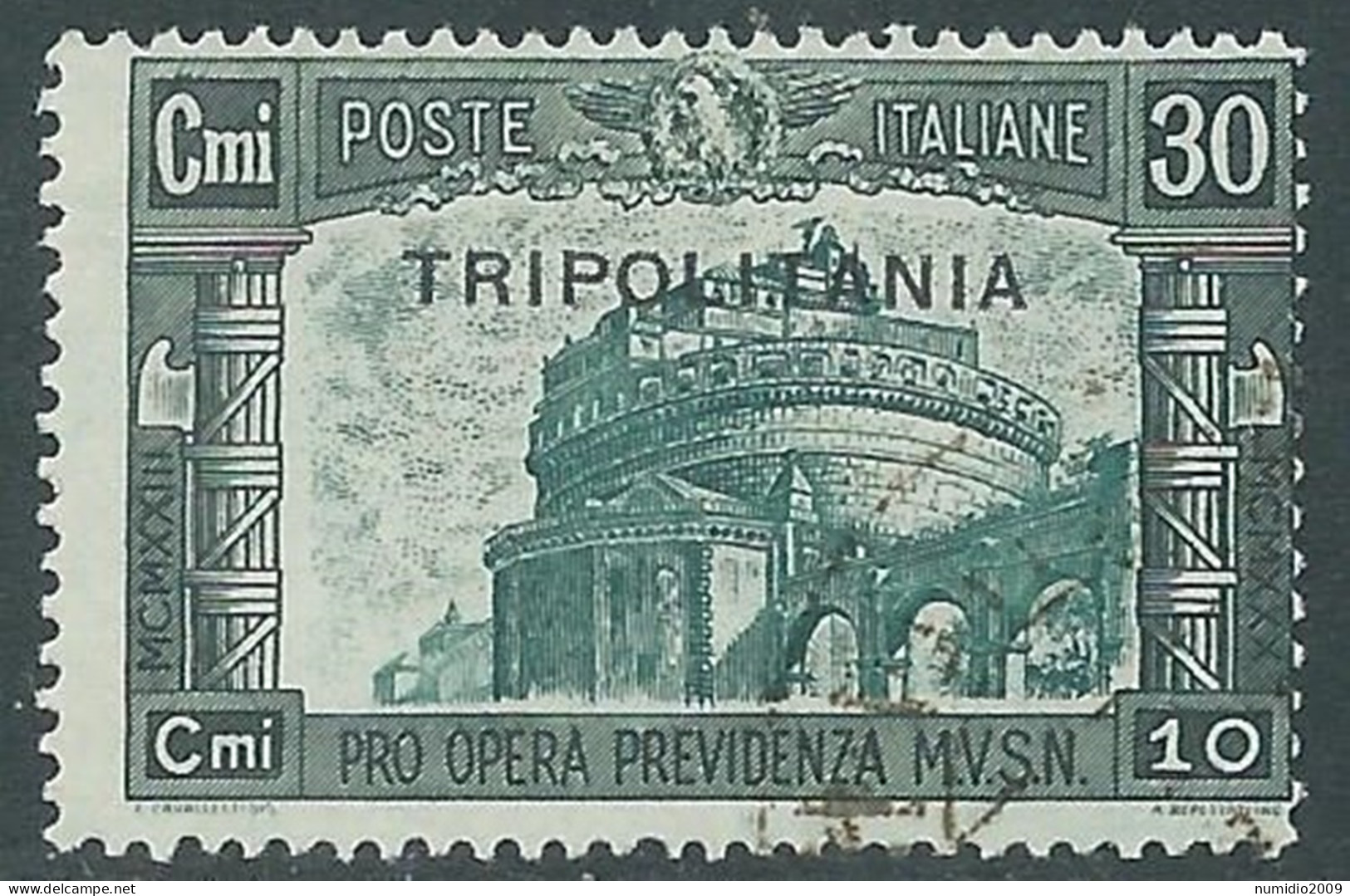 1930 TRIPOLITANIA USATO MILIZIA 30 CENT - RA8-5 - Tripolitania