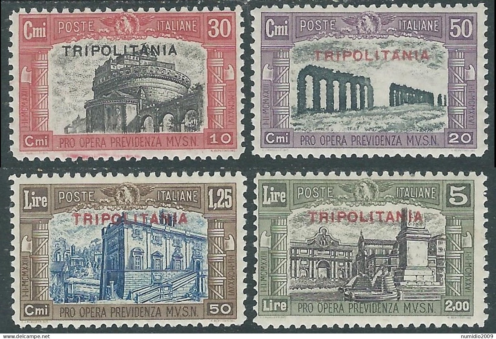 1929 TRIPOLITANIA MILIZIA 4 VALORI MH * - RA9-8 - Tripolitania