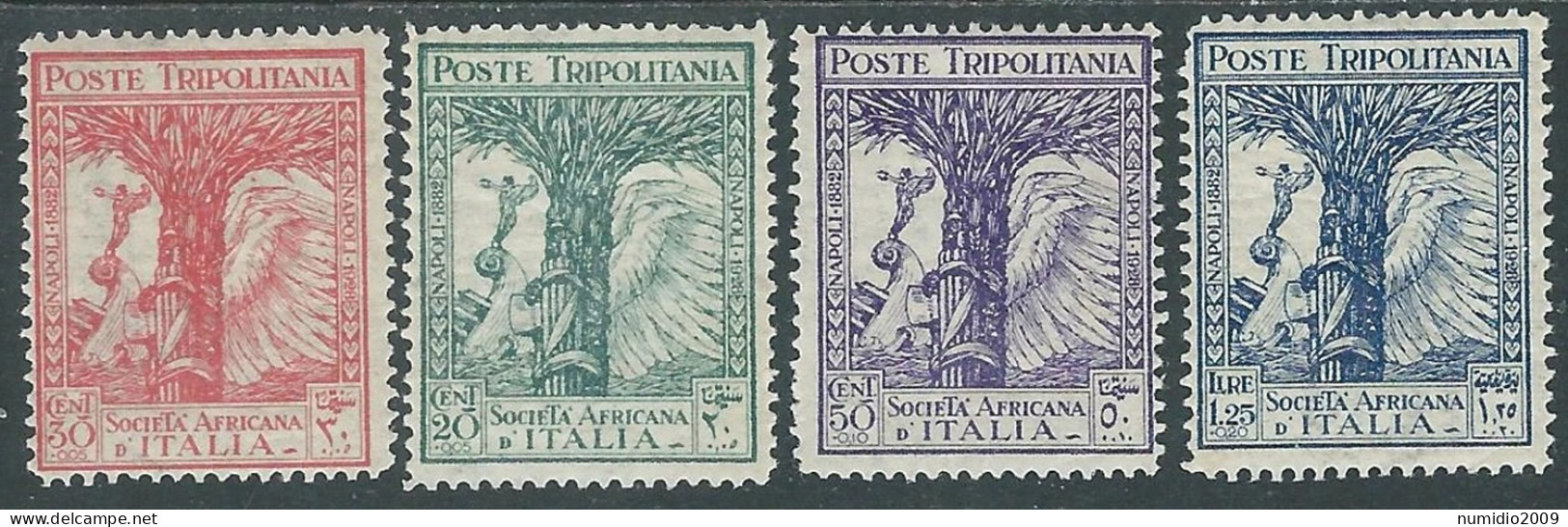 1928 TRIPOLITANIA PRO SOCIETA AFRICANA 4 VALORI MH * - RA15-4 - Tripolitaine